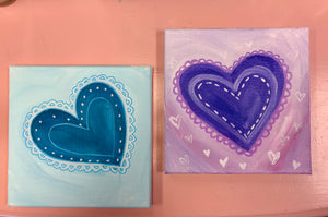 Valentine's Day Heart Painting Class 2/13/25 @6:30pm