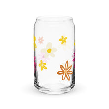 Load image into Gallery viewer, Pink and Yellow Floral Can-shaped glass