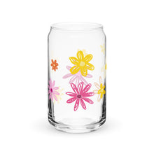 Load image into Gallery viewer, Pink and Yellow Floral Can-shaped glass
