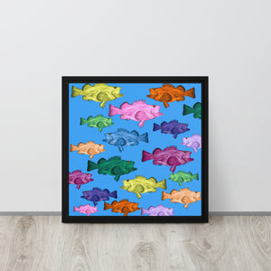 "Rockfish Party" Framed canvas