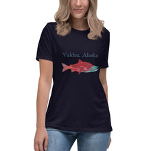 Load image into Gallery viewer, Salmon &quot;Valdez Alaska&quot; Women&#39;s Relaxed T-Shirt
