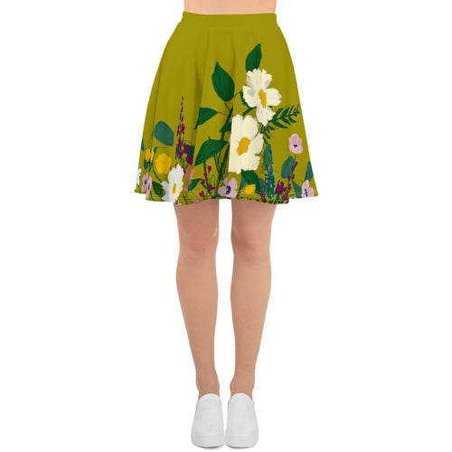 Floral Art Print Skater Skirt