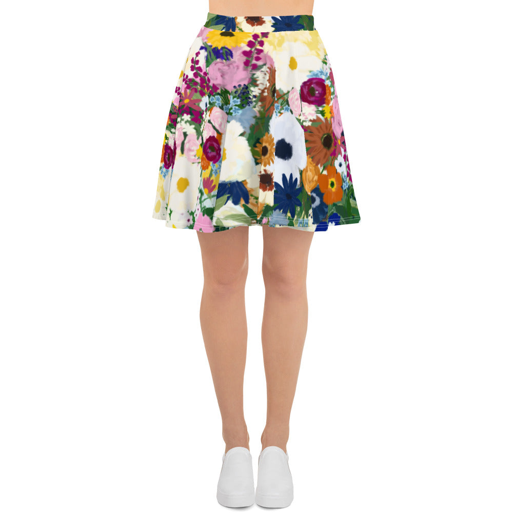 Floral Art Print Skater Skirt